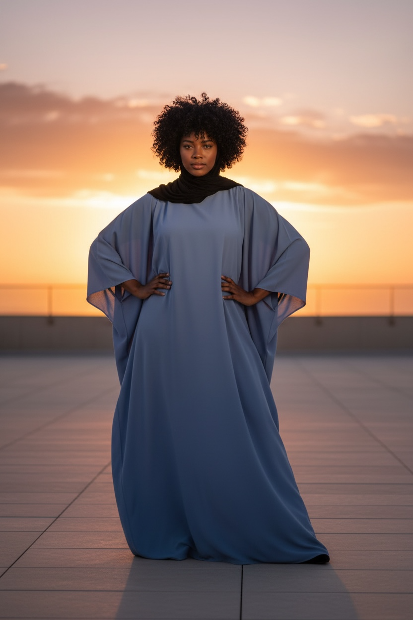 Nur simple blue abaya
