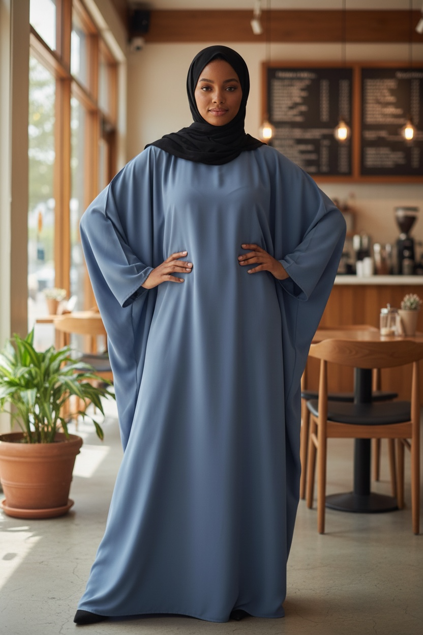 Nur simple blue abaya