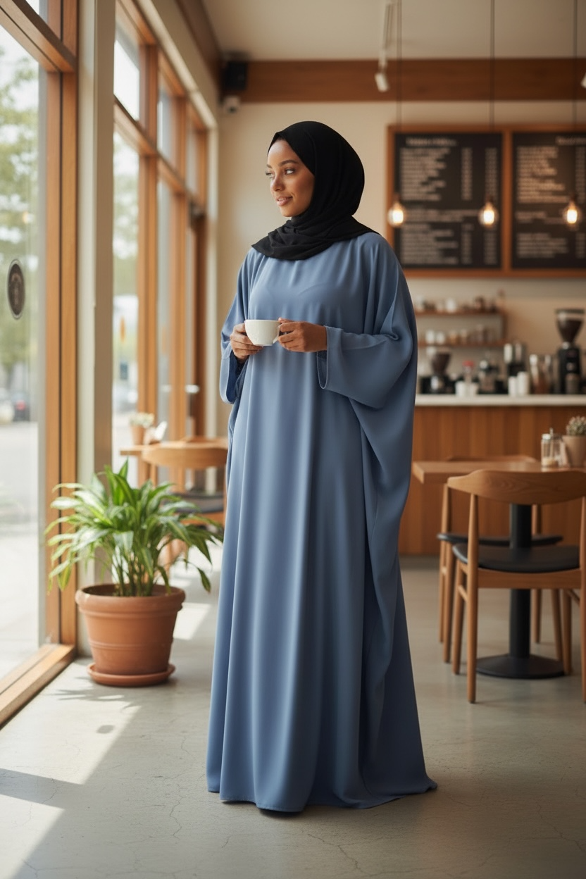 Nur simple blue abaya